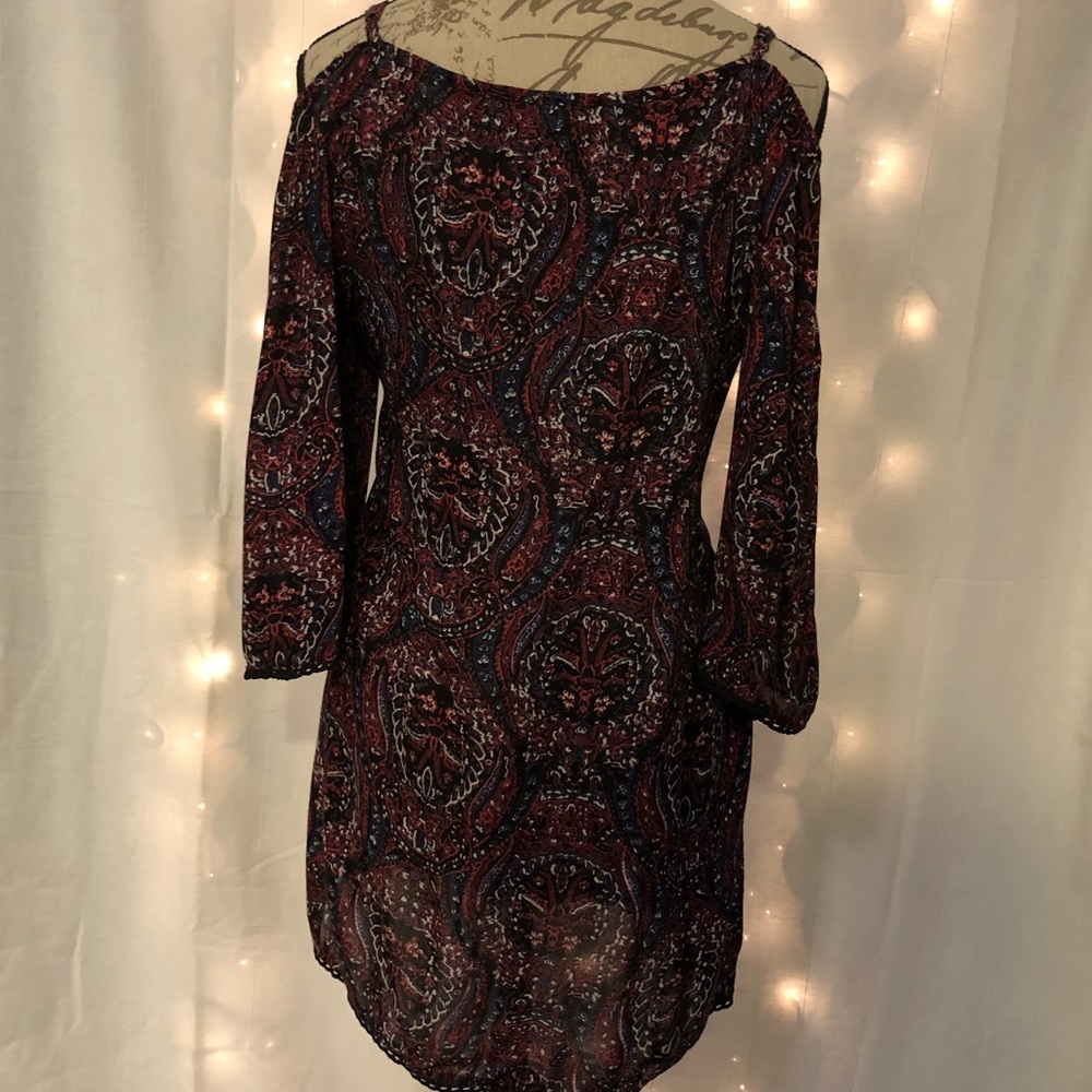 1[Angie] Black & burgundy peasant dress - Picture 6 of 7